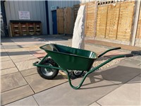 90L Heavy Duty Green Galvanised Wheelbarrow with puncture proof tyre – strong, rust-resistant and built to last. Perfect for gardens, builders and landscaping across Kent.